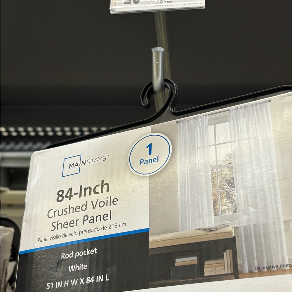 SET OF 2 Mainstays White Crushed Voile Sheer Panels
